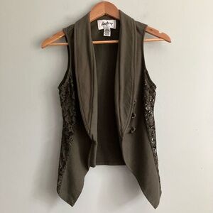 Daytrip Olive Green Sequin Vest